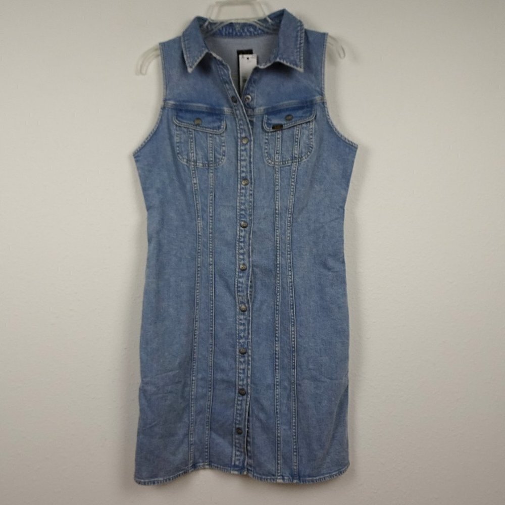 Lee Denim Dress Women's Size M Blue Western Sleeveless Cowgirl